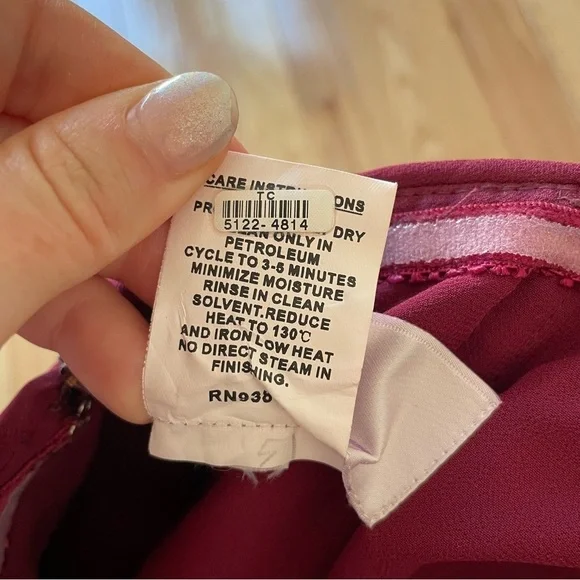 Hayley Paige Occasions Strapless Burgundy Chiffon Bridesmaid Dress 5913 Size 8 - Picture 11 of 12